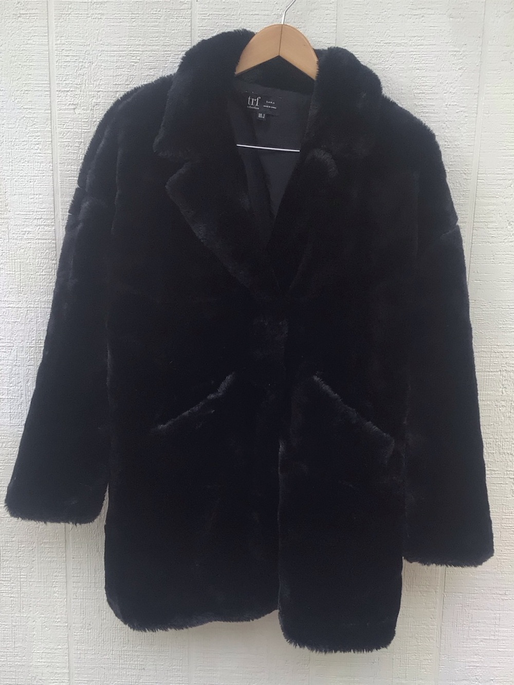 Zara faux fur black coat